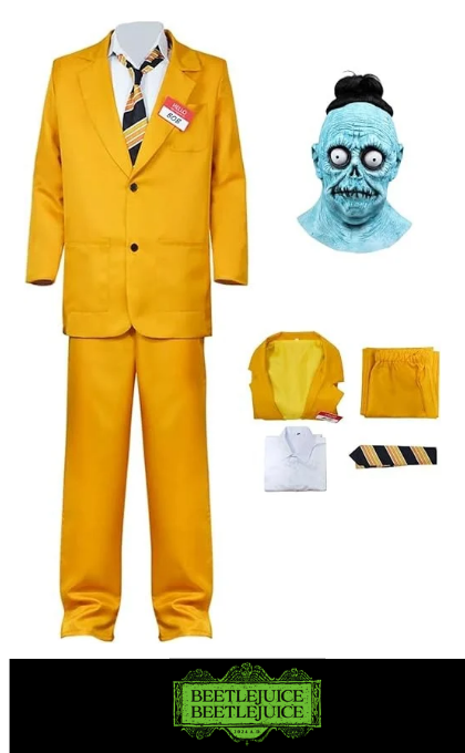 Disfraz de Bob con traje amarillo Beetlejuice