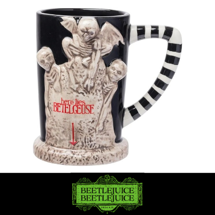 Beetlejuice Here Lies - Taza de cerámica esculpida en 3D